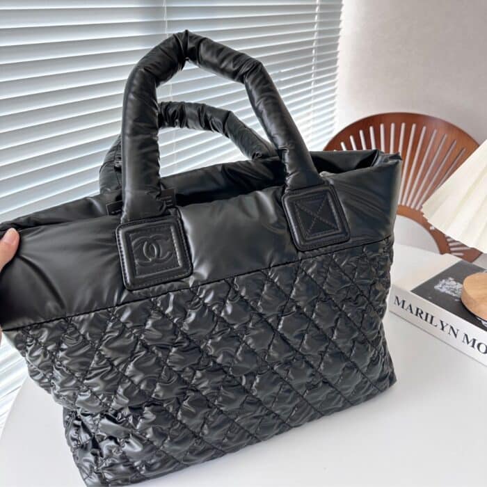 Chanel Nylon Coco Cocoon Tote Bag Black 35cm - Image 4