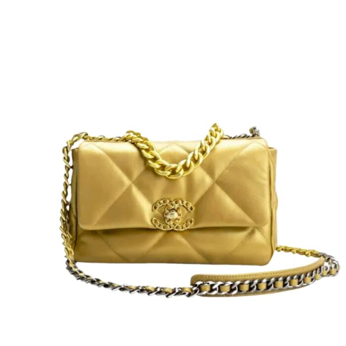 Chanel 19 Flap Bag In Gold Leather 25cm