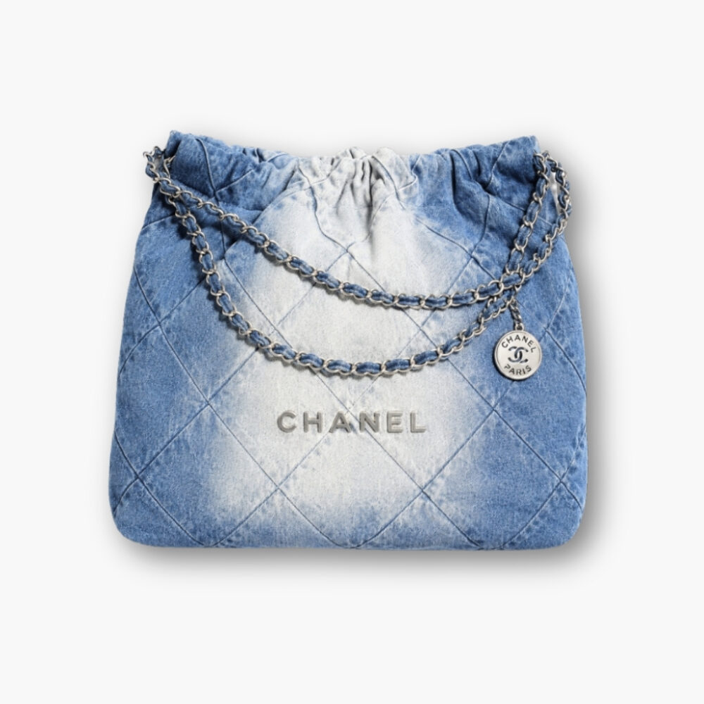 Chanel 22 Handbag Washed Denim Blue 41cm AS3261 B10439 NM981