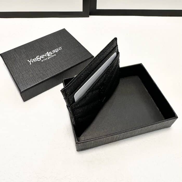 Saint Laurent Matelassé Card Case Black Logo 9cm - Image 7