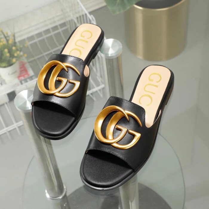 Gucci Princetown GG Slippers Leather Black - Image 2