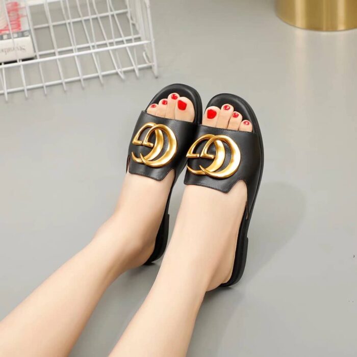 Gucci Princetown GG Slippers Leather Black - Image 3