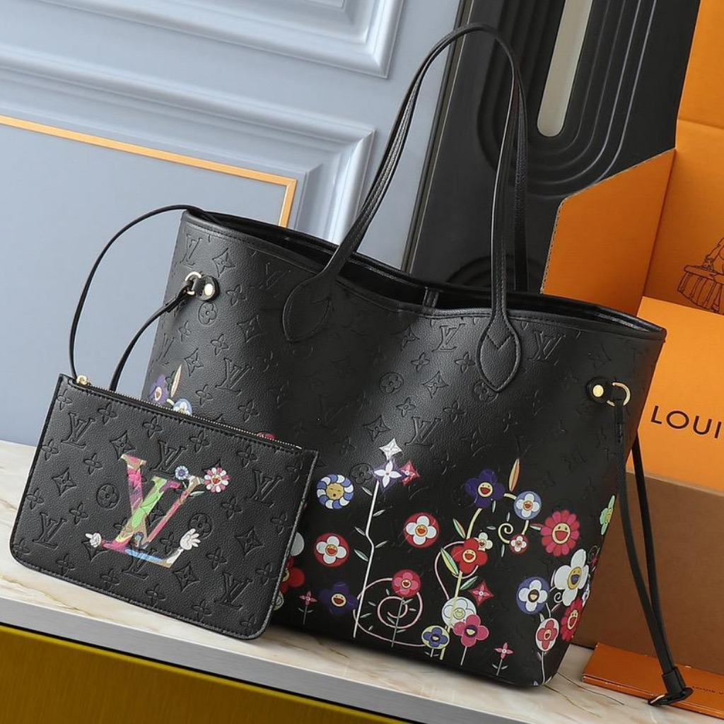 Louis Vuitton X Takashi Murakami Neverfull MM Black 31cm M13675 - Image 2