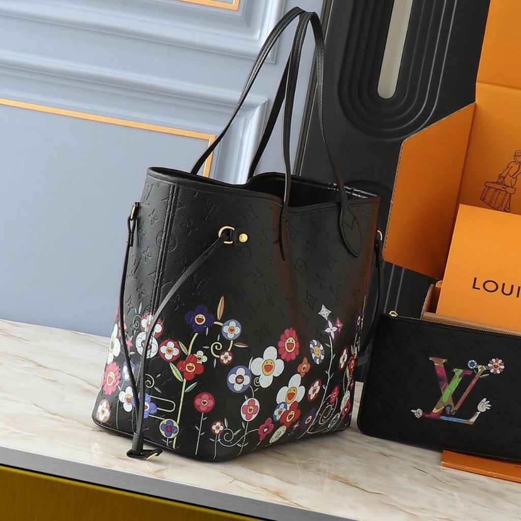 Louis Vuitton X Takashi Murakami Neverfull MM Black 31cm M13675 - Image 4