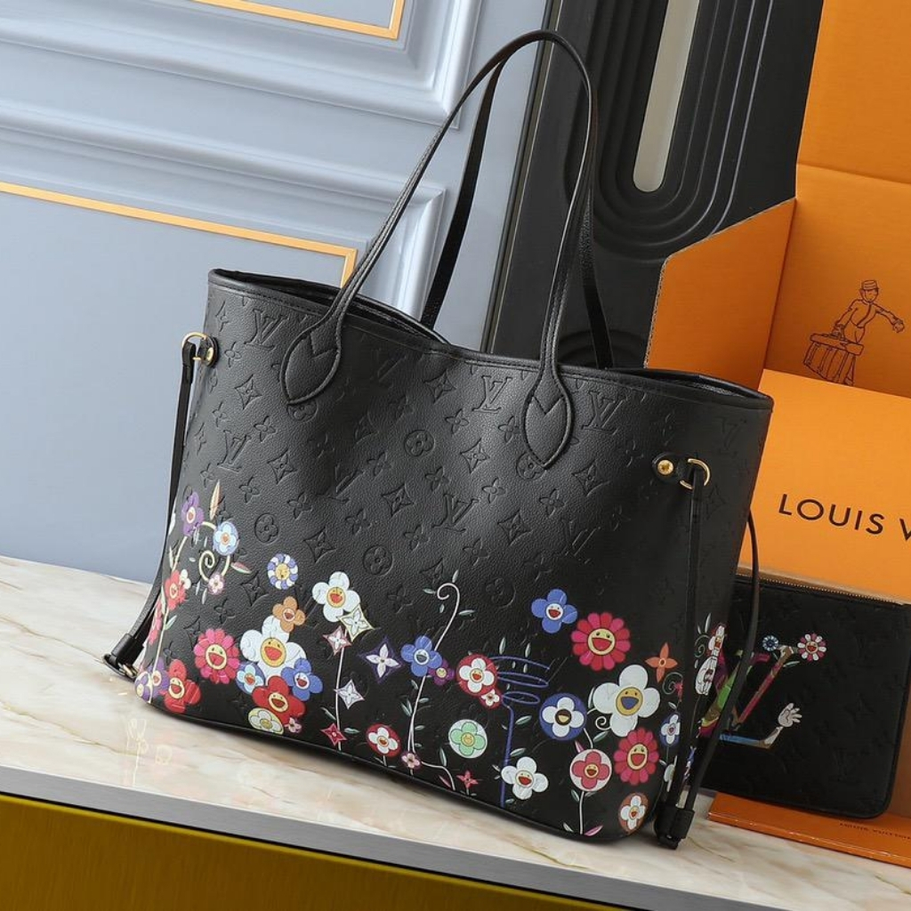 Louis Vuitton X Takashi Murakami Neverfull MM Black 31cm M13675 - Image 3