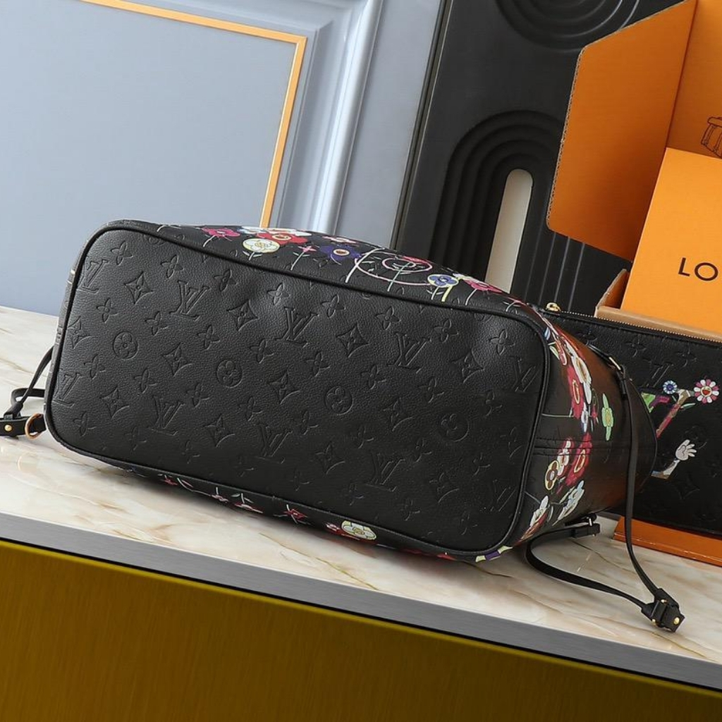 Louis Vuitton X Takashi Murakami Neverfull MM Black 31cm M13675 - Image 5