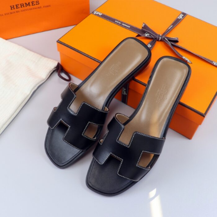 Hermes Slippers Flat Oran Black H021056Z - Image 2