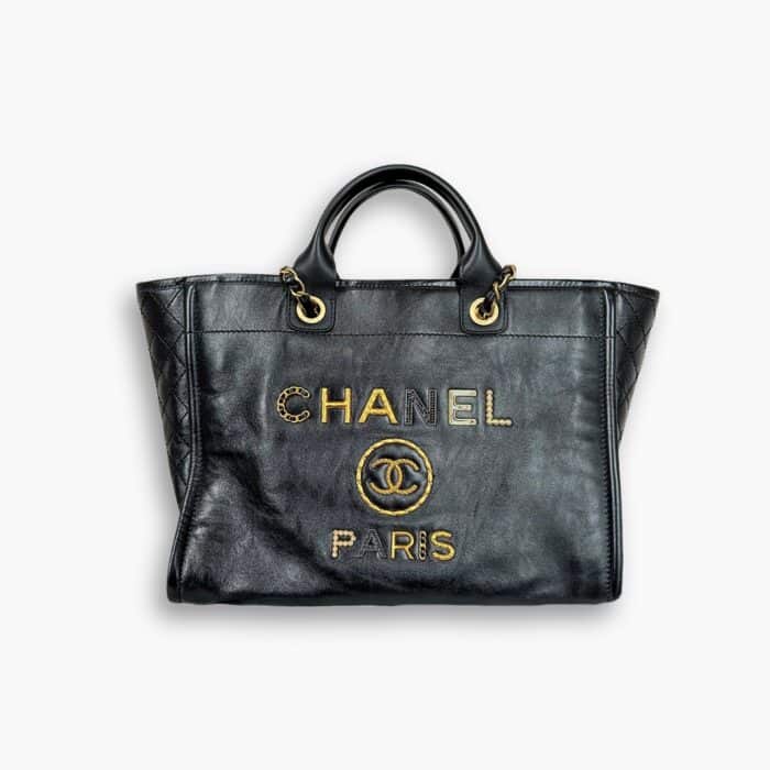 Chanel Deauville Shopping Tote Bag Black 38cm