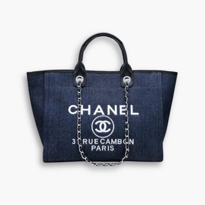 Chanel Deauville Shopping Tote Dark Blue 39cm