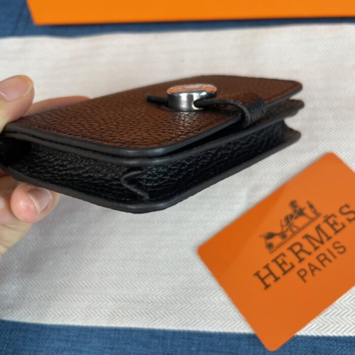 Hermes Dogon Duo Mini Wallet Black 11cm - Image 3