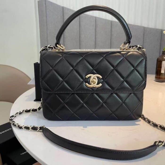 Chanel CC Trendy Leather Bag Black 25cm - Image 2