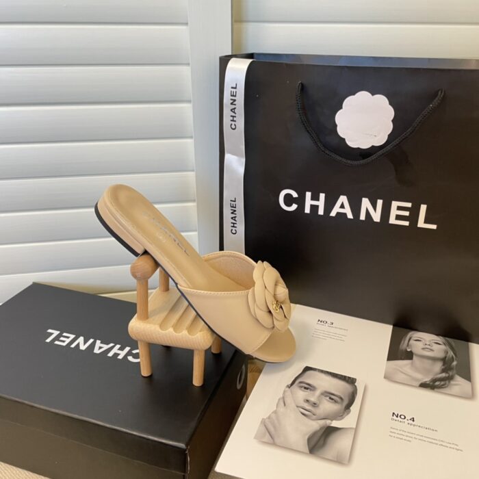 Chanel Camellia Slides Beige - Image 2
