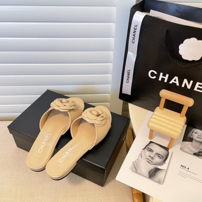 Chanel Camellia Slides Beige - Image 7