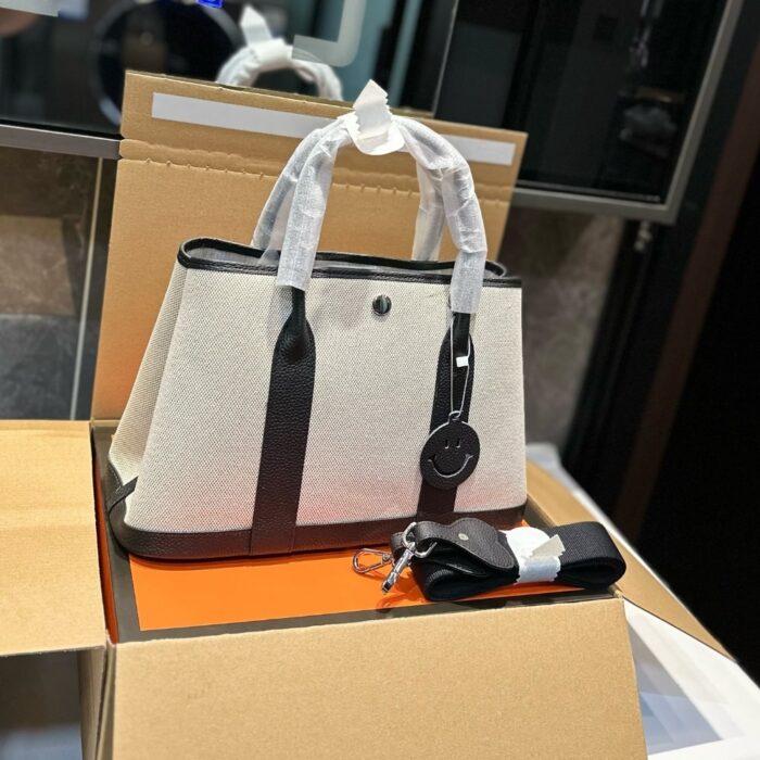 Hermes Garden Party 30 Handbag Canvas Black 30cm - Image 2