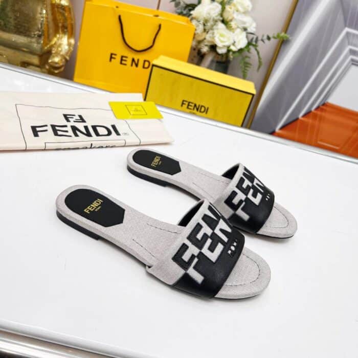 Fendi Canvas Slides Gray 8R8337AJZUF0WZM - Image 2
