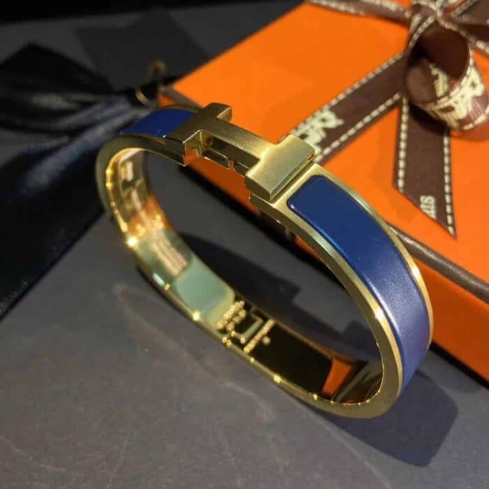 Hermes Clic Clac H Bracelet Gold In Blue - Image 2