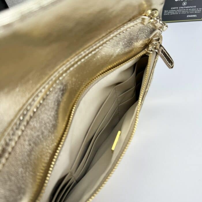Chanel Small 31 Metallic Crumpled Pouch Bag Gold 24cm - Image 4