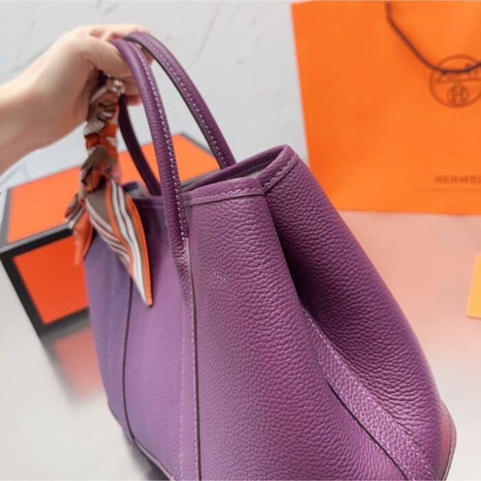 Hermes Garden Party 30 Bag Purple 30cm - Image 4