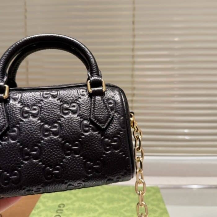Gucci GG Emblem Super Mini Top Handle Bag Black 16cm 815255 AAEEM 1000 - Image 3