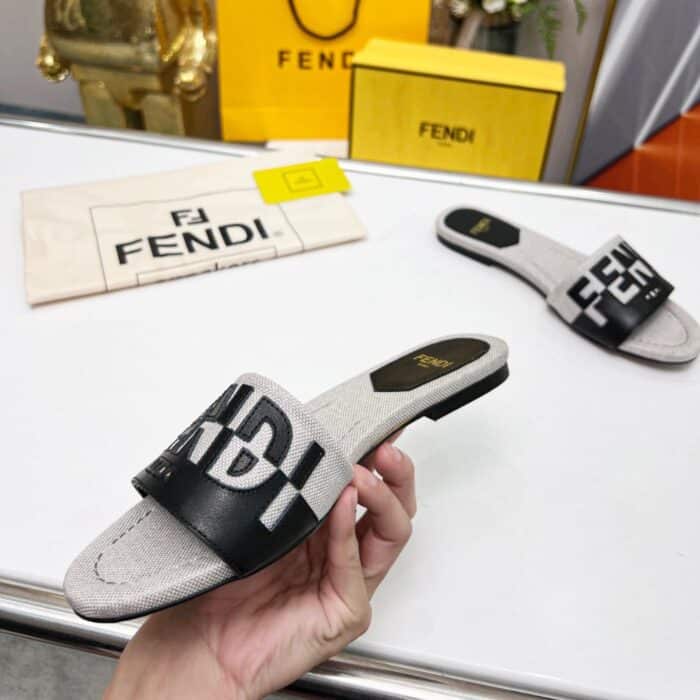 Fendi Canvas Slides Gray 8R8337AJZUF0WZM - Image 5
