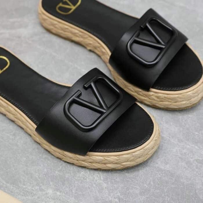 Valentino Garavani Vlogo Espadrille Slides Black - Image 4