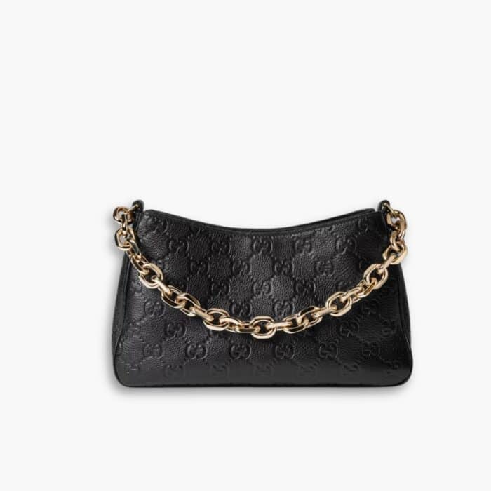 Gucci GG Emblem Small Shoulder Bag Black 23cm 815409 AAEEM 1000