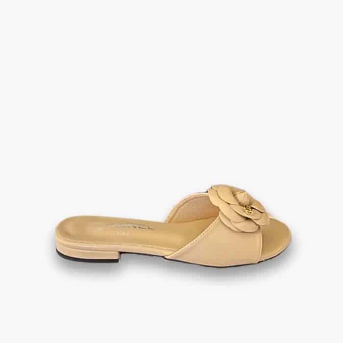 Chanel Camellia Slides Beige