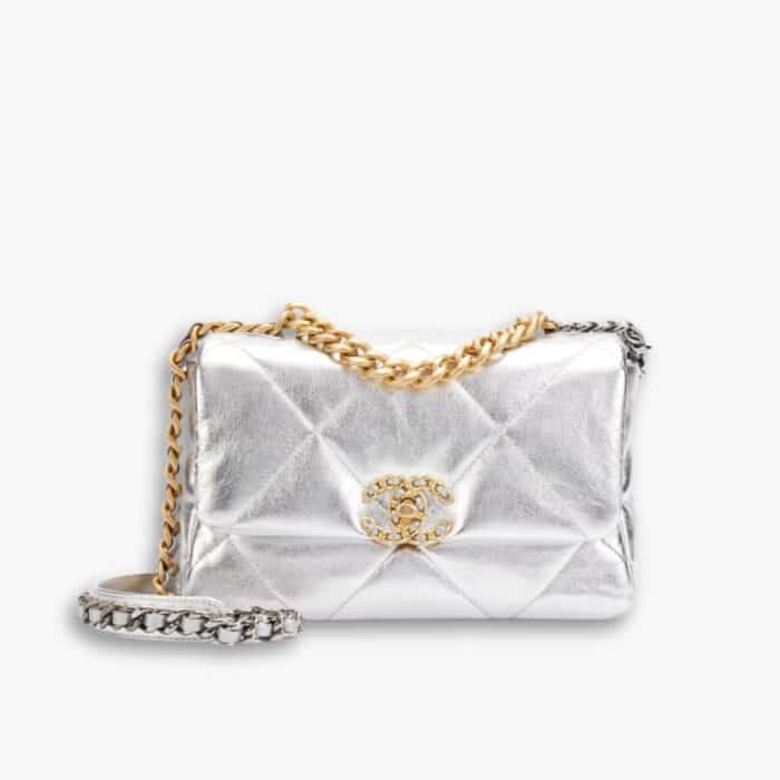 Chanel 19 Flap Bag Metallic Silver 26cm