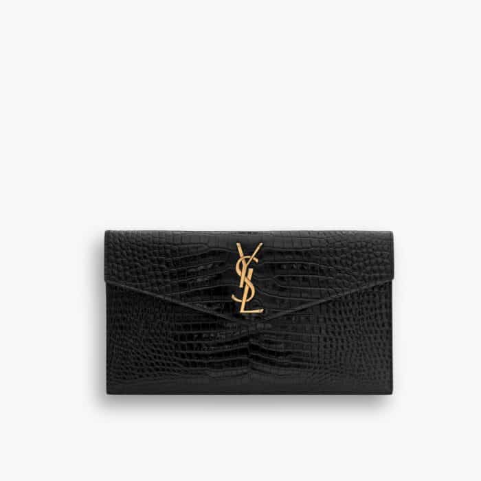 Saint Laurent Uptown Pouch In Crocodile Black 27cm 565739DND0J1000