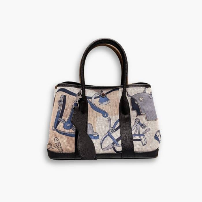 Hermes Garden Party Leather Handbag Black 30cm