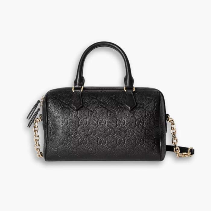 Gucci GG Emblem Small Top Handle Bag Black 26cm 815255 AAEEM 1000