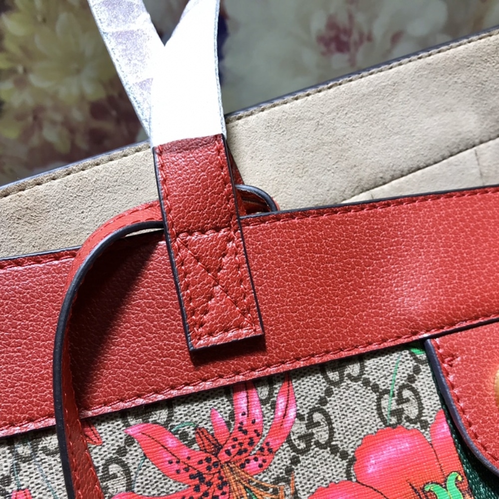 Gucci Ophidia GG Flora Medium Tote In Red 44cm photo review