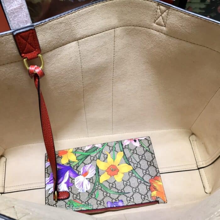 Gucci Ophidia GG Flora Medium Tote In Red 44cm - Image 5