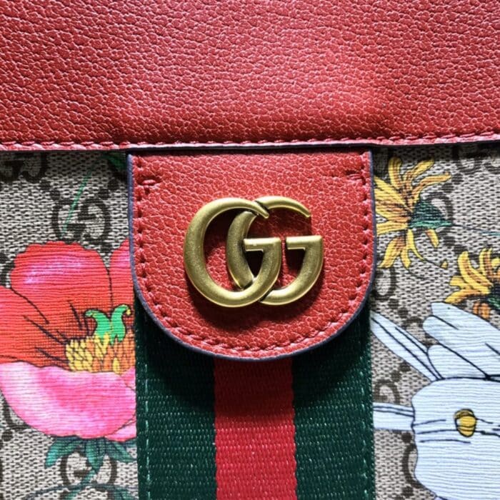 Gucci Ophidia GG Flora Medium Tote In Red 44cm - Image 6