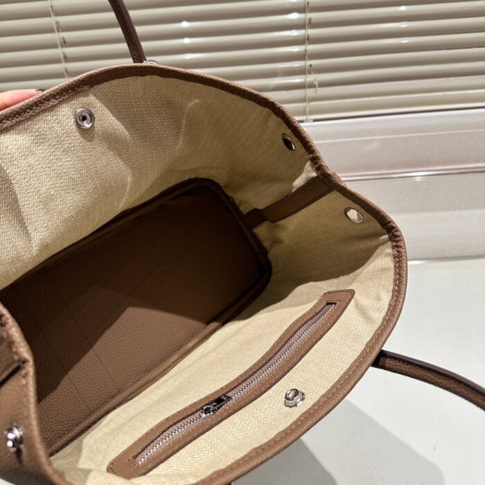 Hermes Garden Party Leather Handbag Brown 30cm - Image 7