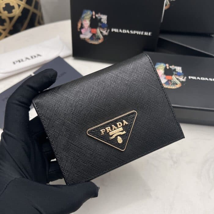 Prada Small Saffiano Leather Wallet Black 10cm 1MV021 QHH F0002 - Image 5