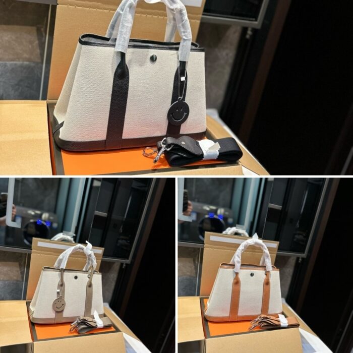 Hermes Garden Party 30 Handbag Canvas Etoupe 30cm - Image 7