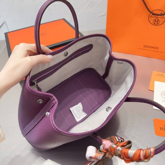 Hermes Garden Party 30 Bag Purple 30cm - Image 7