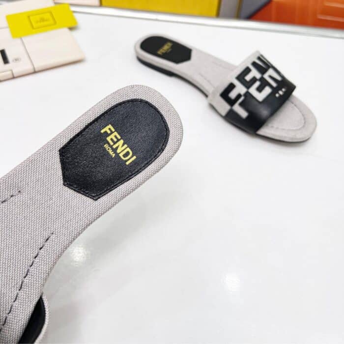 Fendi Canvas Slides Gray 8R8337AJZUF0WZM - Image 7