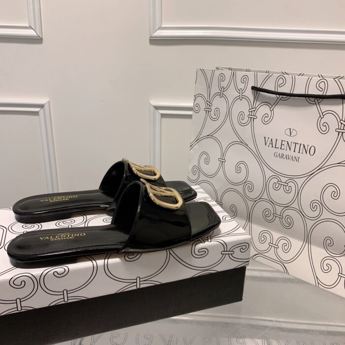 Valentino Vlogo Square Toe Slide Black - Image 2