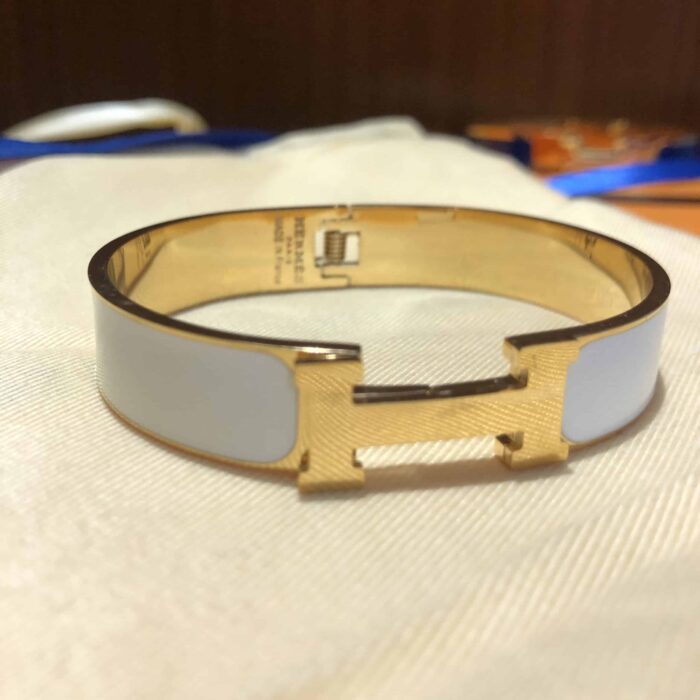 Hermes Clic Clac H Bracelet Gold In Light BlueH - Image 3