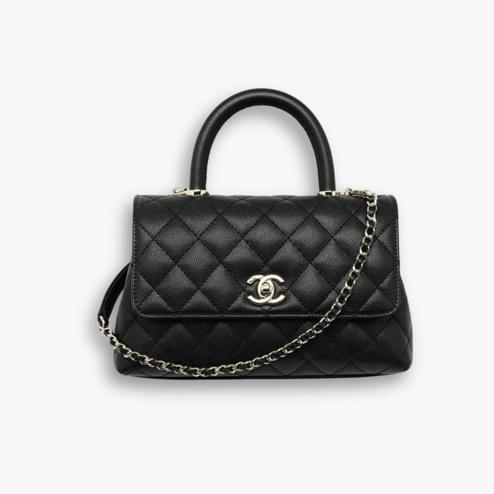Chanel Trendy CC Top Handle Bag Python Black 23cm