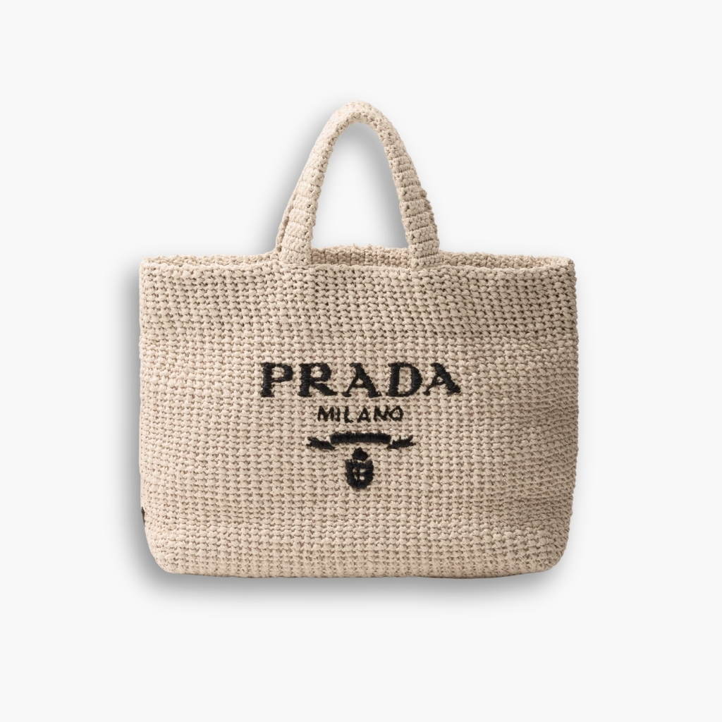 Prada Raffia Tote Bag Natural 32cm 1BG392 2C2T F0018 V OOL