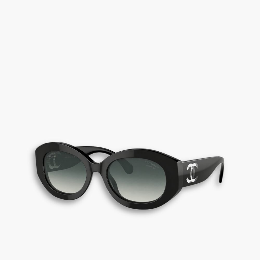 Chanel Oval Sunglasses Acetate and Nylon Black