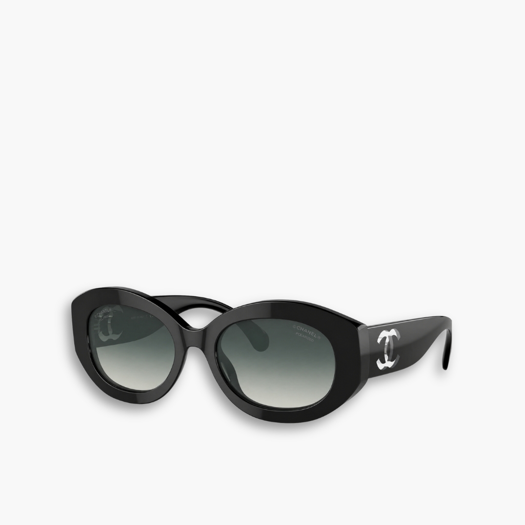 Chanel Oval Sunglasses Acetate and Nylon Black