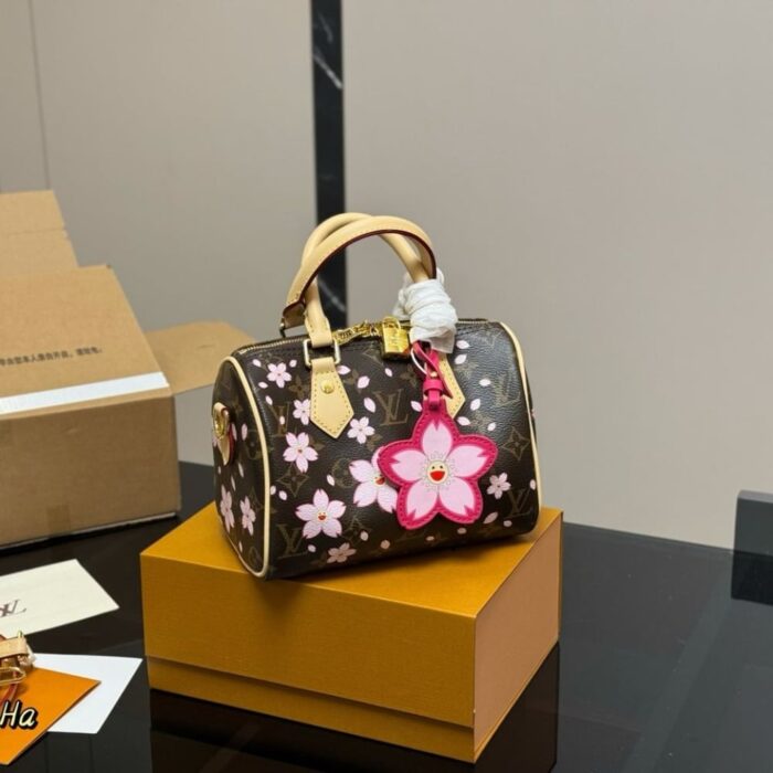 Louis Vuitton X Murakami Speedy Bandoulière 25 Cherry Blossom Sakura Brown 25cm M14174 - Image 3