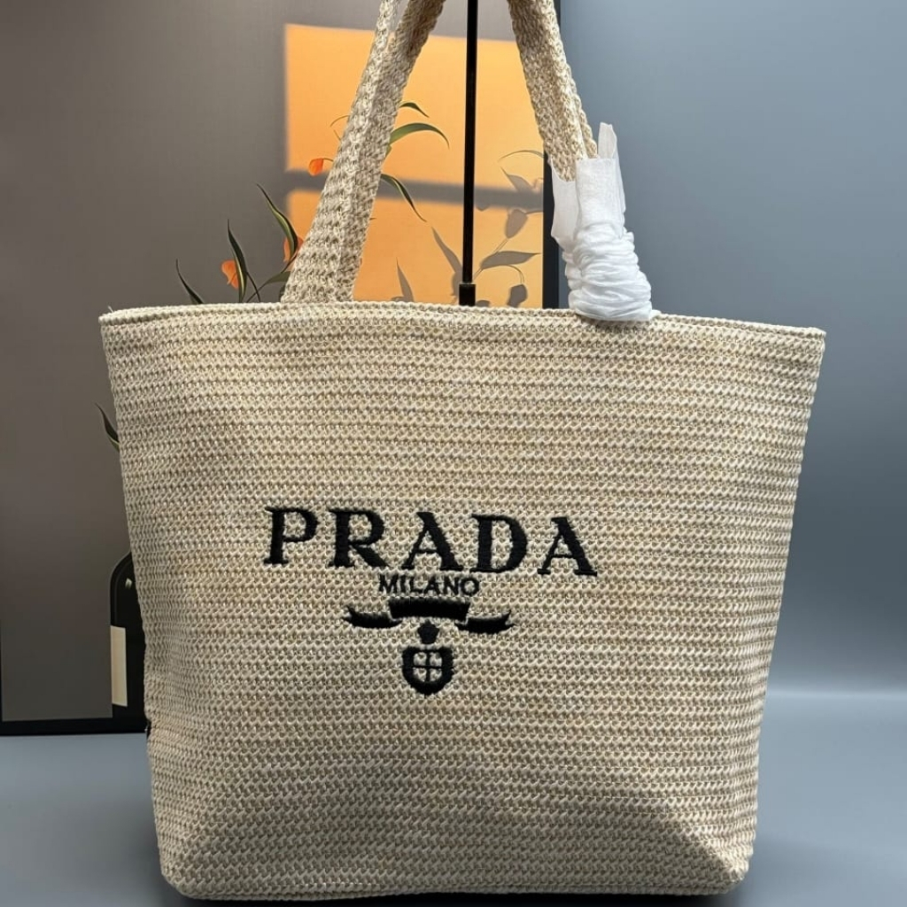 Prada Raffia Tote Bag Natural 32cm 1BG392 2C2T F0018 V OOL - Image 2