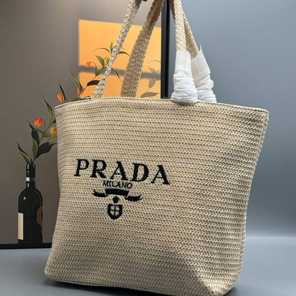 Prada Raffia Tote Bag Natural 32cm 1BG392 2C2T F0018 V OOL - Image 4