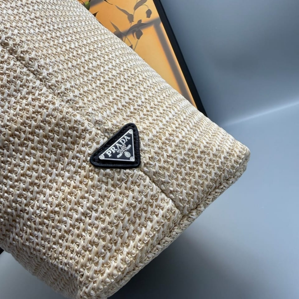 Prada Raffia Tote Bag Natural 32cm 1BG392 2C2T F0018 V OOL - Image 5