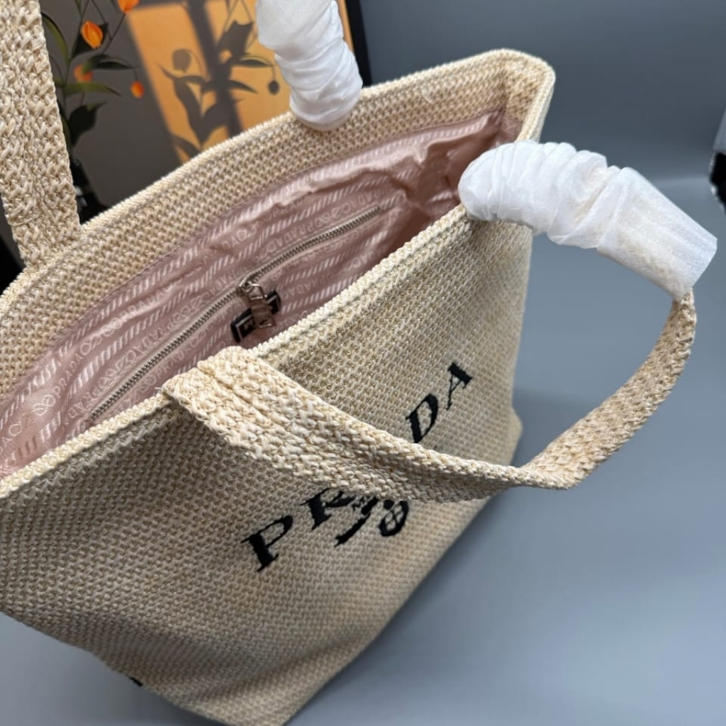 Prada Raffia Tote Bag Natural 32cm 1BG392 2C2T F0018 V OOL - Image 6